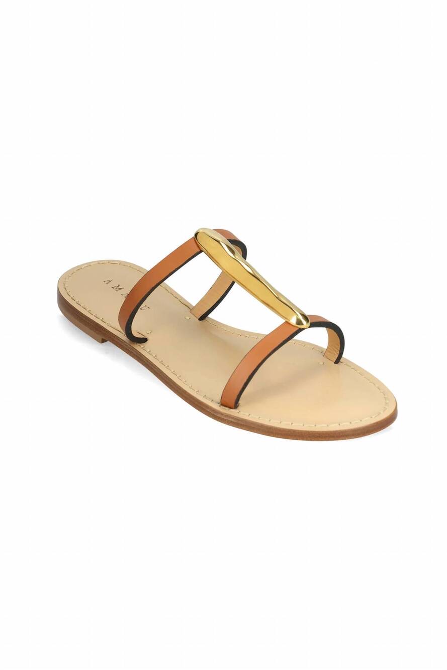 NEW AMANU women's sahara sandals in cognac